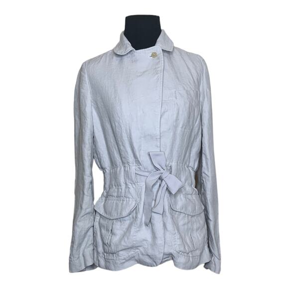 Talbots silver gray linen belted jacket size 4 - Picture 1 of 12